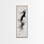 Tall Skinny Koi Fish Painting Print, Black and White Wabi Sabi Wall Art, Koi Fish Wall Decor, Japanese Style Elegant Artwork, Narrow Wall Art