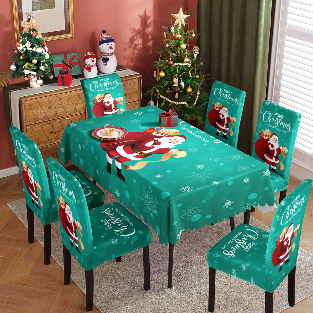 Christmas tablecloth, holiday decoration, elastic chair cover, household dining table, waterproof and dustproof tablecloth, fabric decorative tablecloth