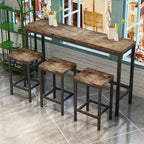 Modern Design Kitchen Dining Table Pub Table Long Dining Table Set with 3 Stools Easy Assembly Natural