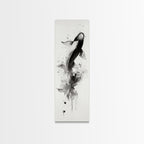 Tall Skinny Koi Fish Painting Print, Black and White Wabi Sabi Wall Art, Koi Fish Wall Decor, Japanese Style Elegant Artwork, Narrow Wall Art
