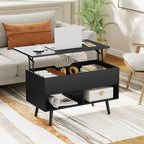31.5 Inch Lift-Top Coffee Table with Hidden Storage and 2 Open Shelves