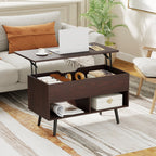 31.5 Inch Lift-Top Coffee Table with Hidden Storage and 2 Open Shelves