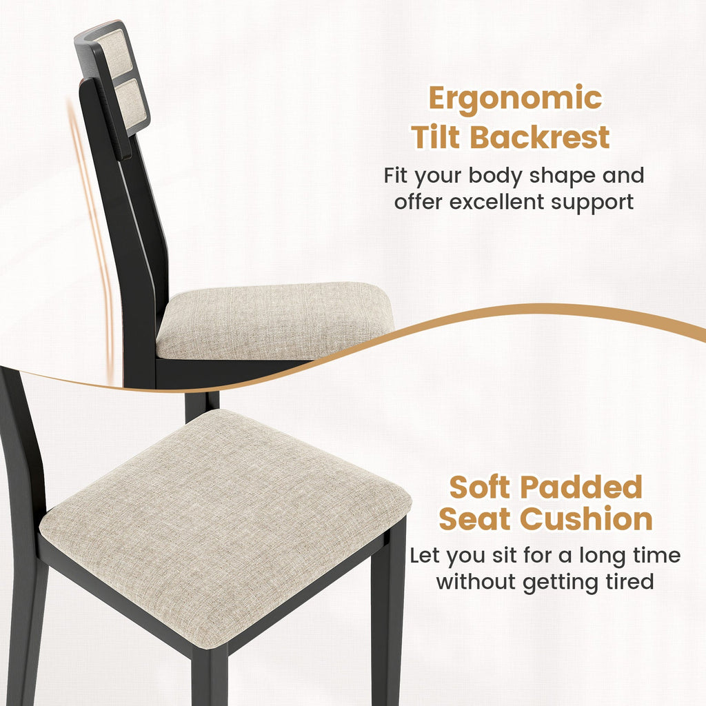 Modern Dining Chairs Set of 2 with Tilt Backrest for Dining Room-Black