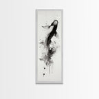 Tall Skinny Koi Fish Painting Print, Black and White Wabi Sabi Wall Art, Koi Fish Wall Decor, Japanese Style Elegant Artwork, Narrow Wall Art