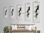 Tall Skinny Koi Fish Painting Print, Black and White Wabi Sabi Wall Art, Koi Fish Wall Decor, Japanese Style Elegant Artwork, Narrow Wall Art