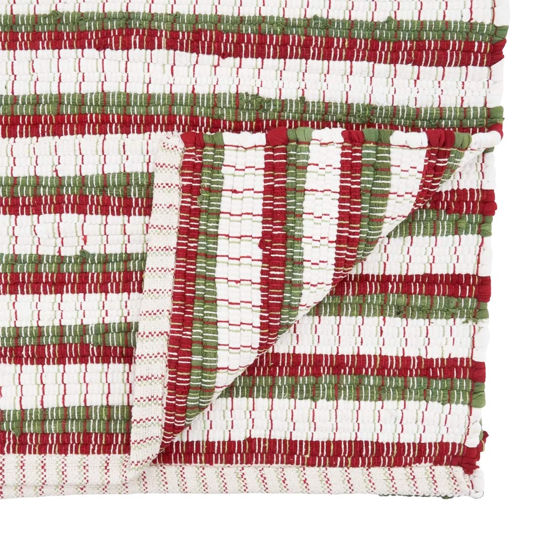 Fennco Styles Holiday Chindi Striped Cotton Table Runner 16" W x 72" L - Multicolored Table Cover for Home Décor, Dining Table, Banquet, Family Gathering, Everyday Use, Christmas and Special Occasion
