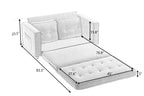 3 Fold Sofa Convertible Futon Couch sleeper sofabed Space saving loveseat Dark Gray & Light Gray & Beige
