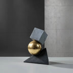Abstract Geometric Sculpture Gold Leaf Accents for Your Living Room
