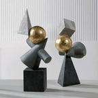 Abstract Geometric Sculpture Gold Leaf Accents for Your Living Room