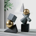 Abstract Geometric Sculpture Gold Leaf Accents for Your Living Room