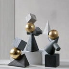 Abstract Geometric Sculpture Gold Leaf Accents for Your Living Room