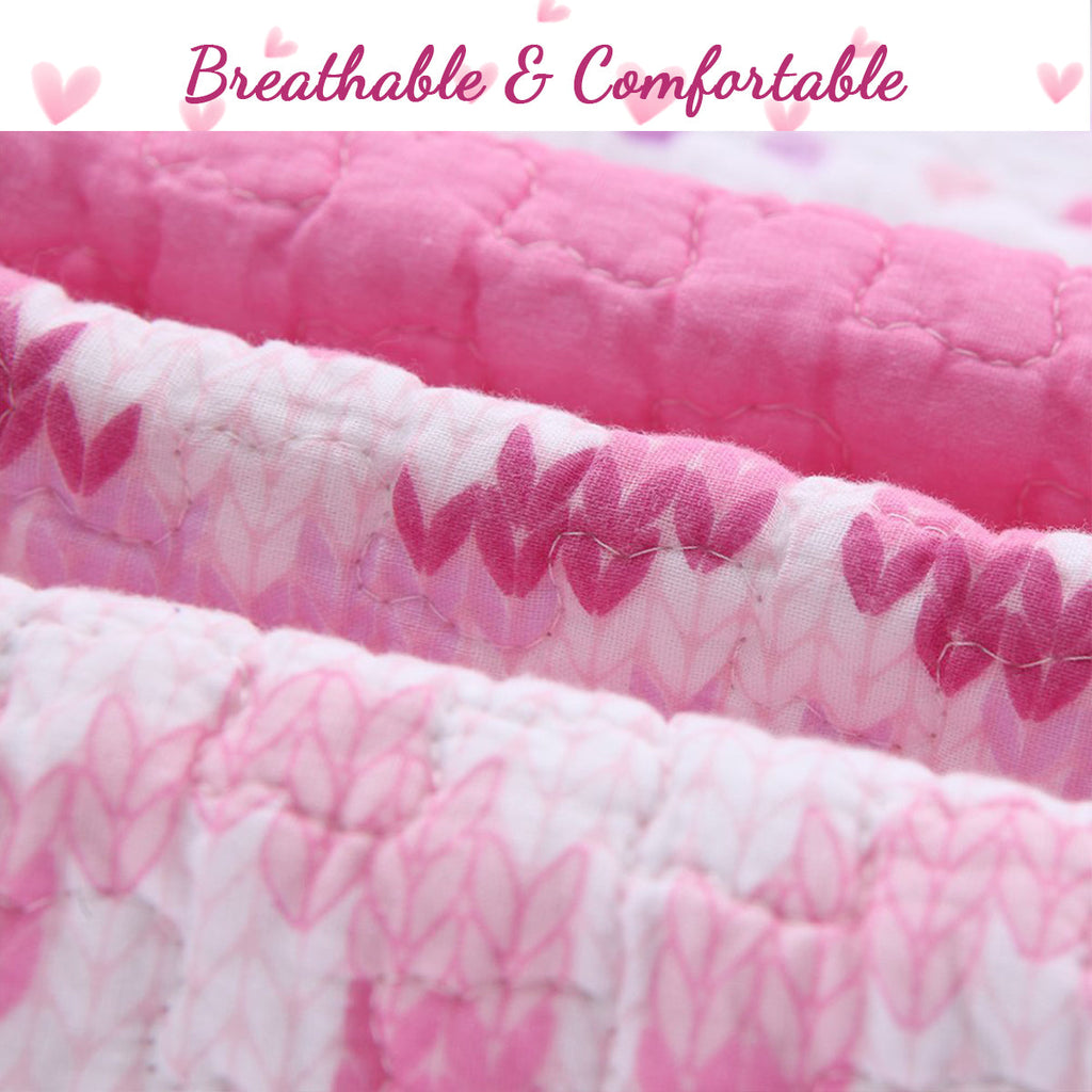 Butterfly Fairisle Pink Purple Striped Sweater Print Cotton Reversible Quilt Bedding Set