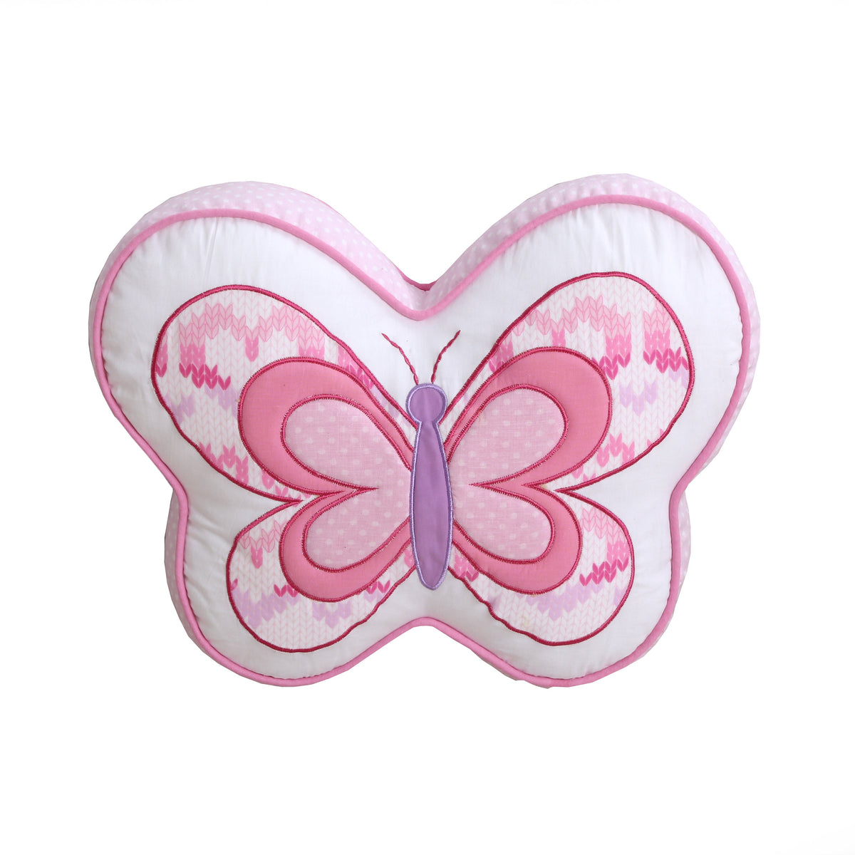 Butterfly Fairisle Pink Purple Striped Sweater Print Cotton Reversible Quilt Bedding Set