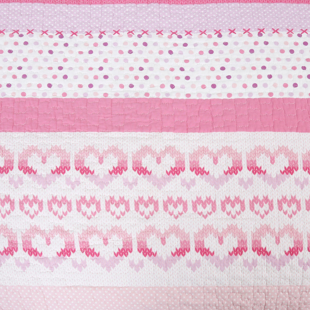 Butterfly Fairisle Pink Purple Striped Sweater Print Cotton Reversible Quilt Bedding Set