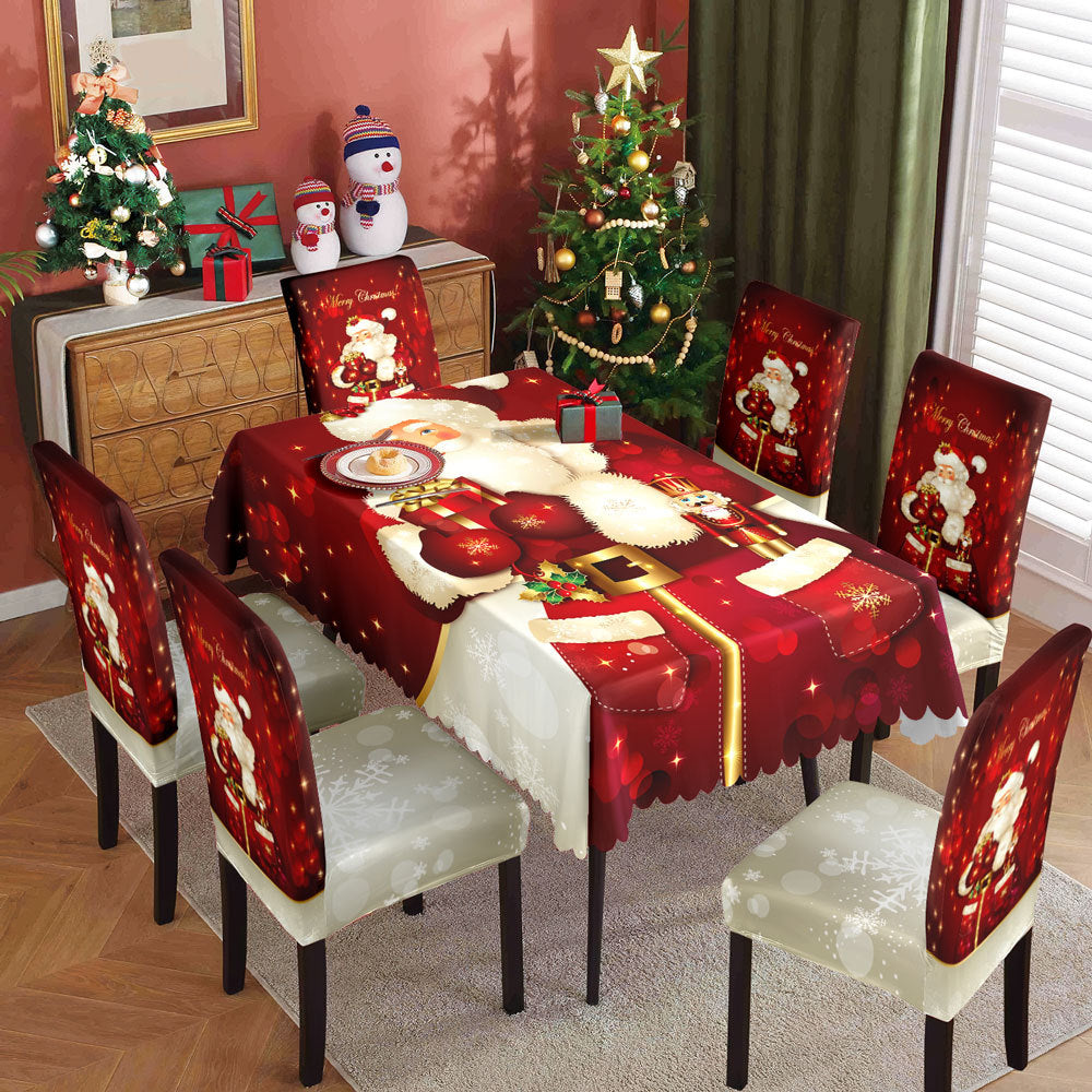 Christmas tablecloth, holiday decoration, elastic chair cover, household dining table, waterproof and dustproof tablecloth, fabric decorative tablecloth