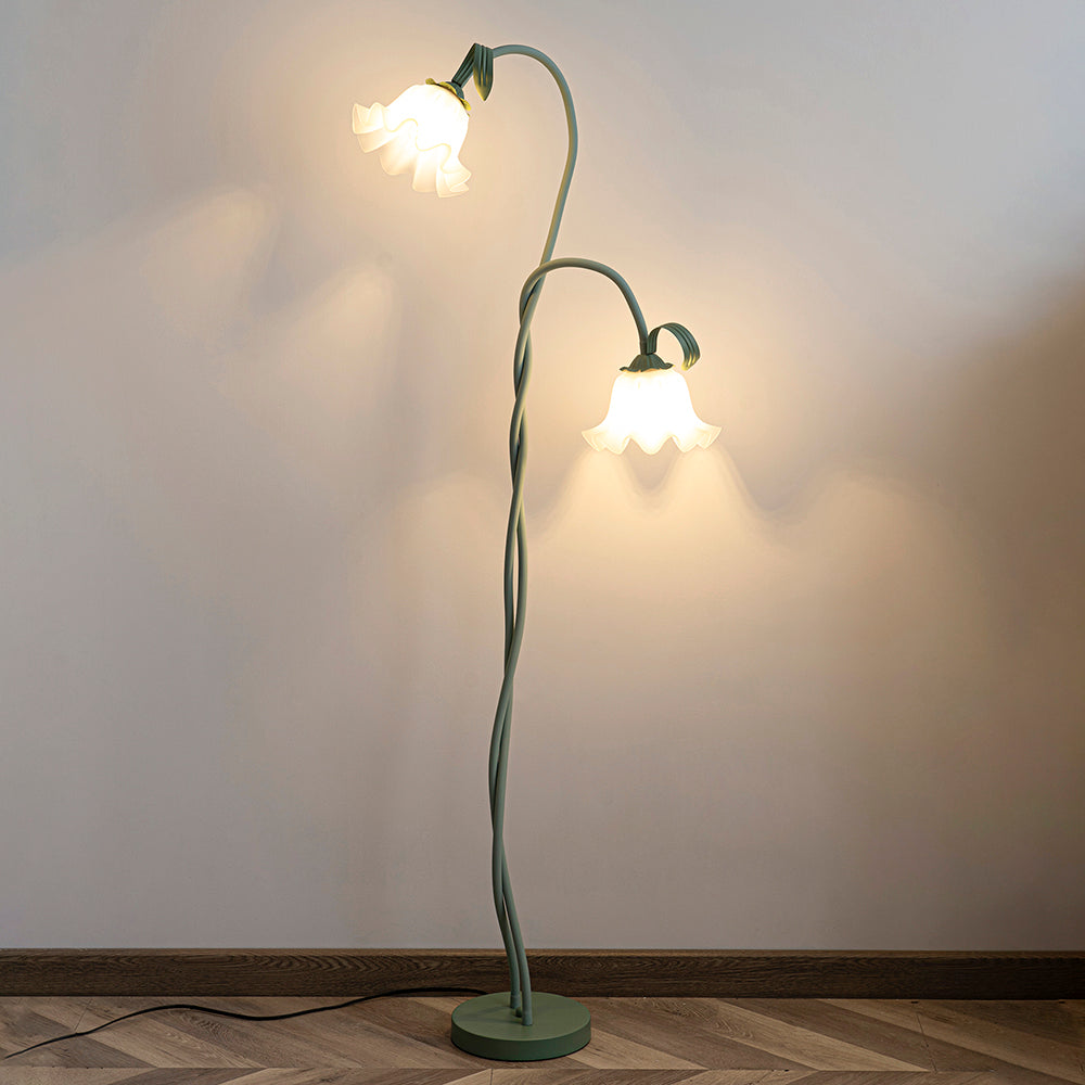 Calla Lily Floral Floor Lamp with Acrylic Petal Shades | Foot-Switch Light