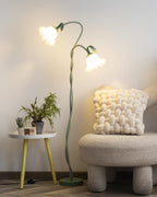 Calla Lily Floral Floor Lamp with Acrylic Petal Shades | Foot-Switch Light