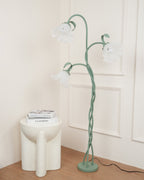 Calla Lily Floral Floor Lamp with Acrylic Petal Shades | Foot-Switch Light
