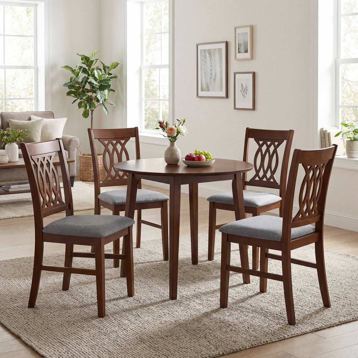 Dining Chairs Set of 2 Dining Room Chairs with Padded Seat for Kitchen Living Room-Walnut