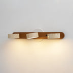 Travertine Stone Wall Sconce with Dimmable LED | Natural Wood Accent for Warm Ambient Glow