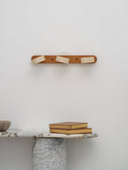Travertine Stone Wall Sconce with Dimmable LED | Natural Wood Accent for Warm Ambient Glow