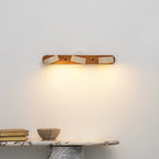 Travertine Stone Wall Sconce with Dimmable LED | Natural Wood Accent for Warm Ambient Glow