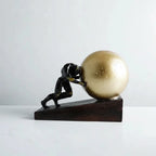 Atlas Statue Man Holding Ball Metal Sculpture Home Decor