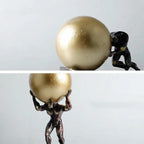 Atlas Statue Man Holding Ball Metal Sculpture Home Decor
