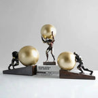Atlas Statue Man Holding Ball Metal Sculpture Home Decor