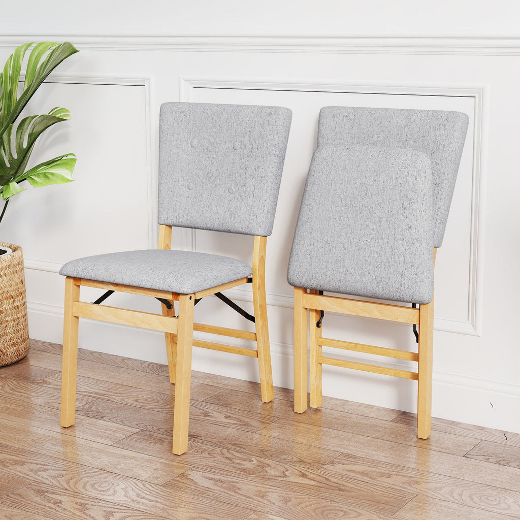 Foldable Dining Chair Set of 2 Armless Kitchen Chair with Padded Seat and Tilt Backrest