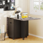 Folding Dining Table 3-in-1 Space-Saving Drop Leaf Kitchen Table with Lockable Wheels