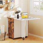 Folding Dining Table 3-in-1 Space-Saving Drop Leaf Kitchen Table with Lockable Wheels