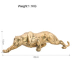 Golden Retro Leopard Decorative Sculpture for Living Room Tabletop Decor