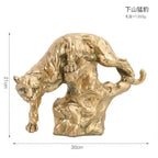 Golden Retro Leopard Decorative Sculpture for Living Room Tabletop Decor