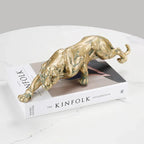 Golden Retro Leopard Decorative Sculpture for Living Room Tabletop Decor