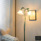 Calla Lily Floral Floor Lamp with Acrylic Petal Shades | Foot-Switch Light