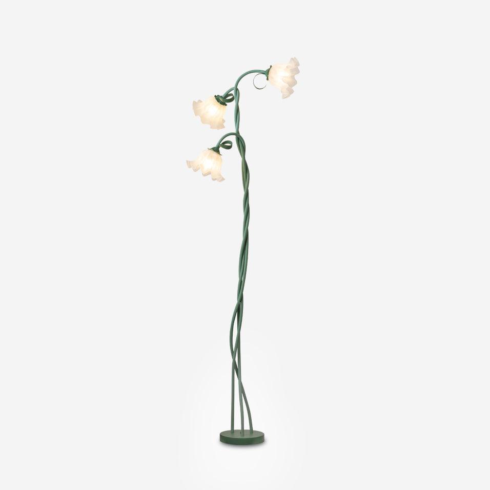 Calla Lily Floral Floor Lamp with Acrylic Petal Shades | Foot-Switch Light