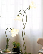 Calla Lily Floral Floor Lamp with Acrylic Petal Shades | Foot-Switch Light
