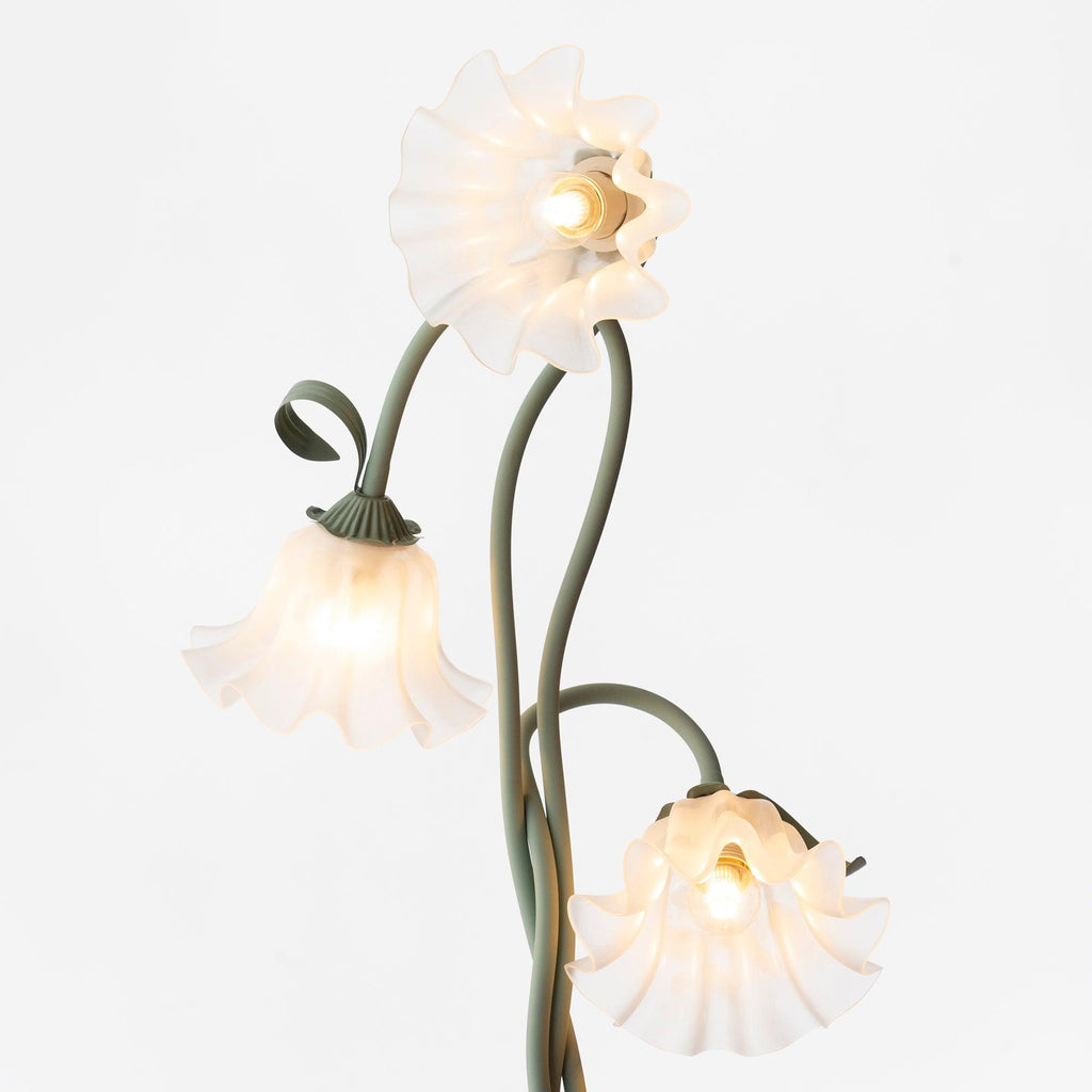 Calla Lily Floral Floor Lamp with Acrylic Petal Shades | Foot-Switch Light