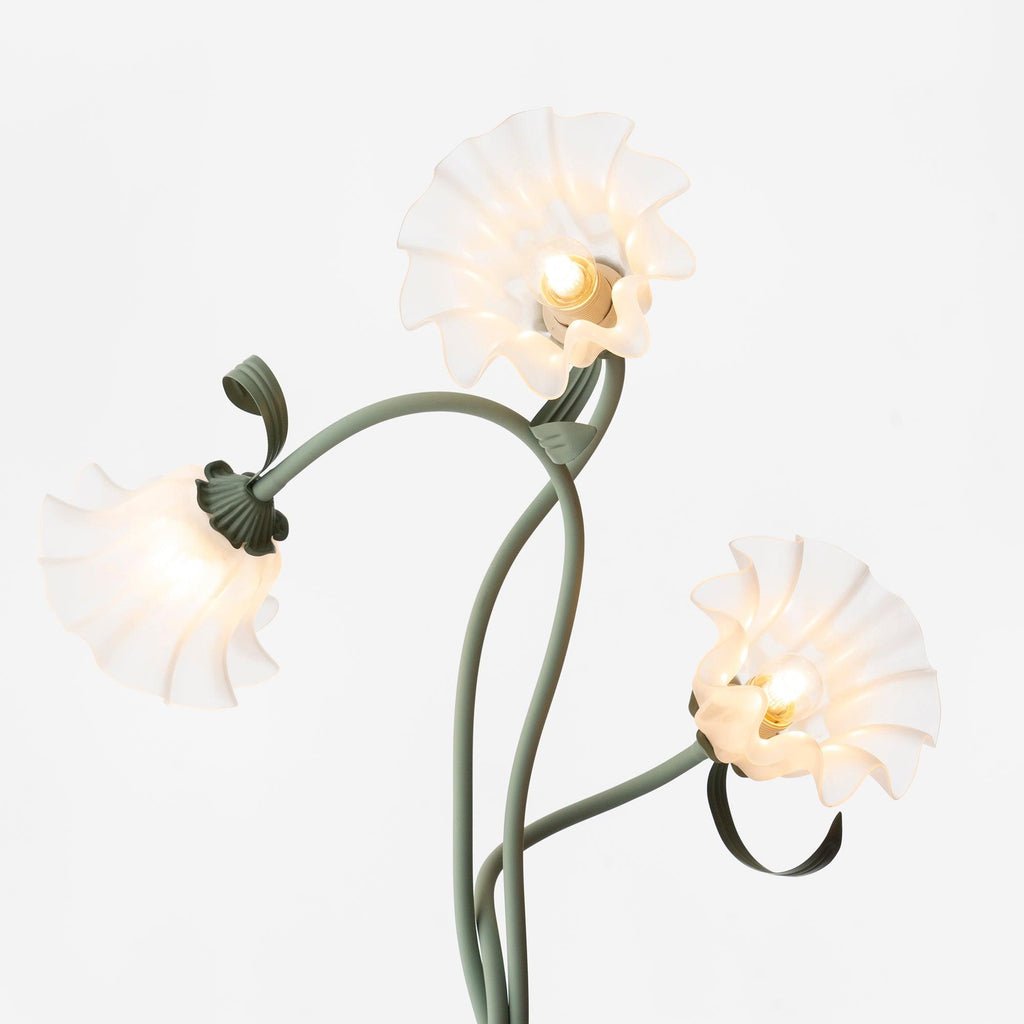 Calla Lily Floral Floor Lamp with Acrylic Petal Shades | Foot-Switch Light