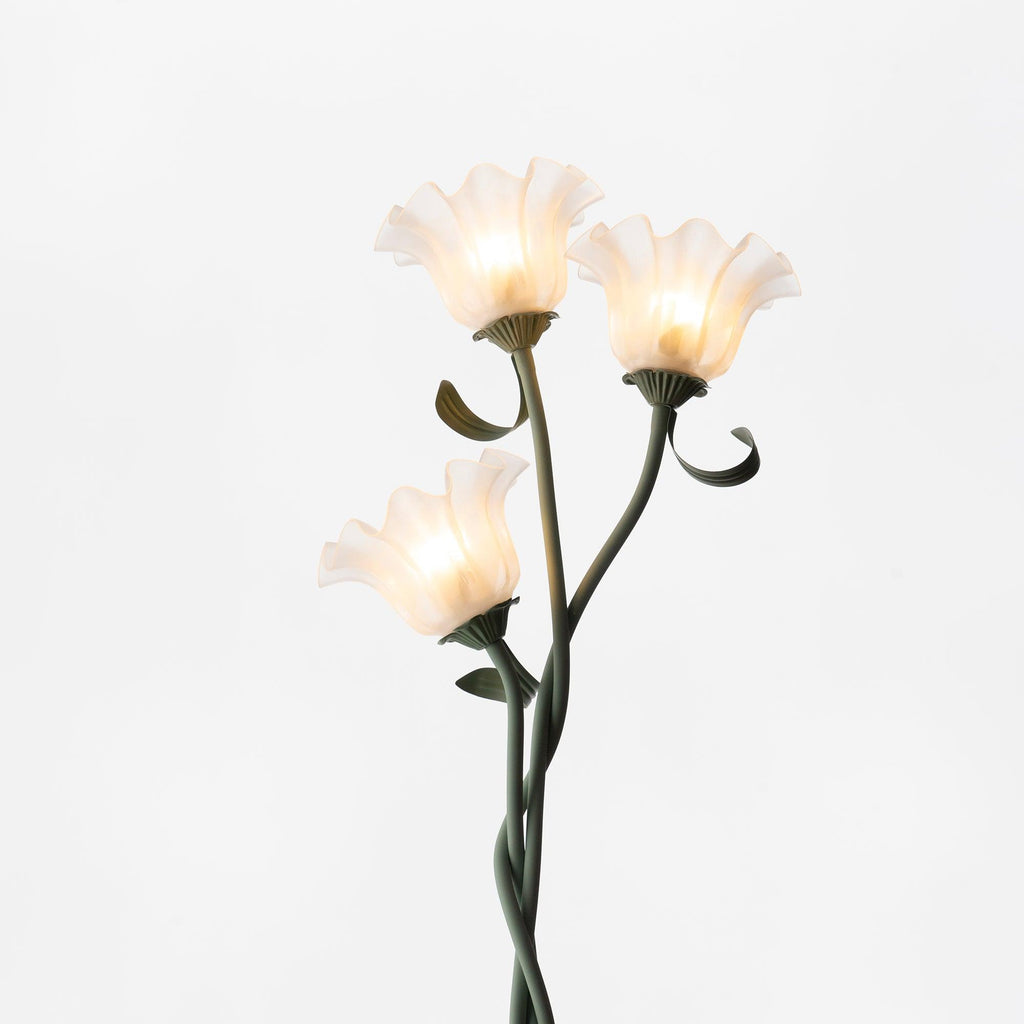 Calla Lily Floral Floor Lamp with Acrylic Petal Shades | Foot-Switch Light