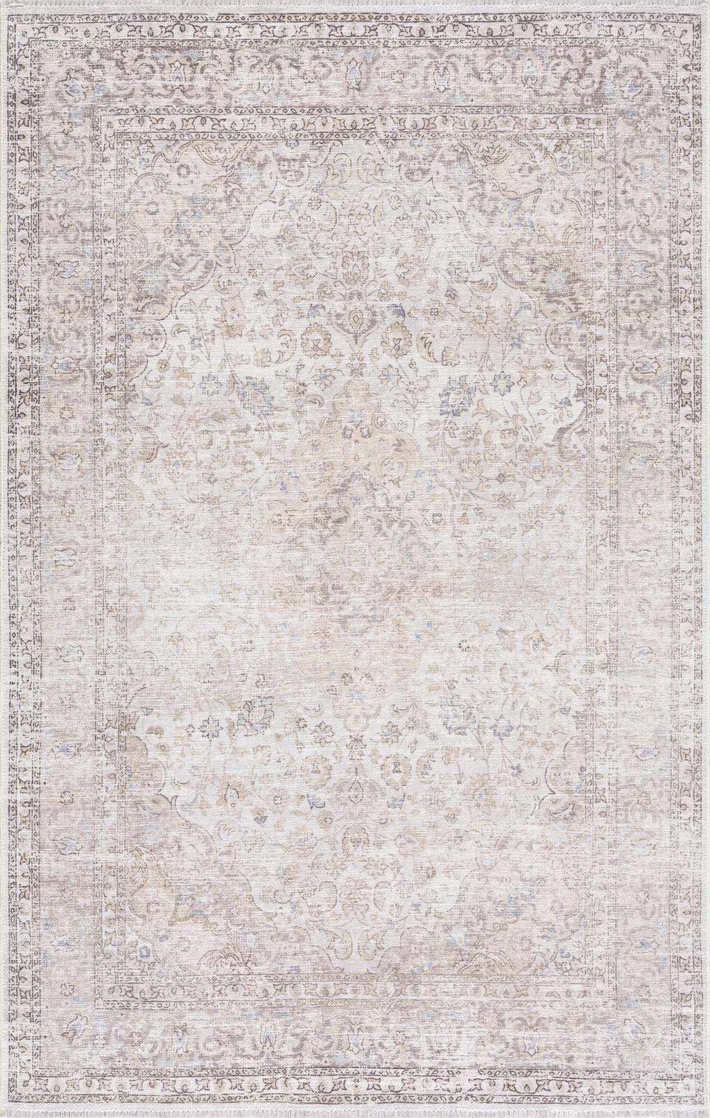 Cream Holi-2301 Washable Area Rug