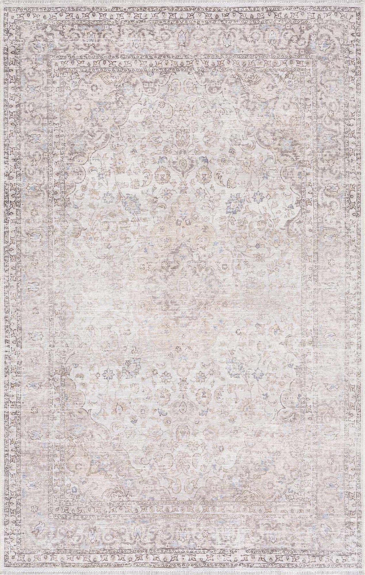 Cream Holi-2301 Washable Area Rug