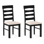 High Back Dining Room Chairs Set of 2 with Padded Seat-Black