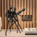 Human Sculpture Matte Black Iron Trio for Your Living Room