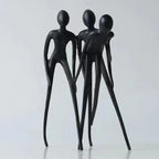 Human Sculpture Matte Black Iron Trio for Your Living Room