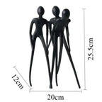 Human Sculpture Matte Black Iron Trio for Your Living Room