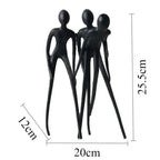Human Sculpture Matte Black Iron Trio for Your Living Room