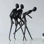 Human Sculpture Matte Black Iron Trio for Your Living Room