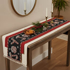 DaDa Bedding Peppermint Joy Red Black Holiday Tapestry Dining Table Runner (12904)